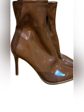 Steve Madden Brown Patent Stiletto Ankle Boots